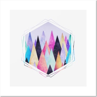 Colorful Abstract Geometric Triangle Peak Wood's Posters and Art